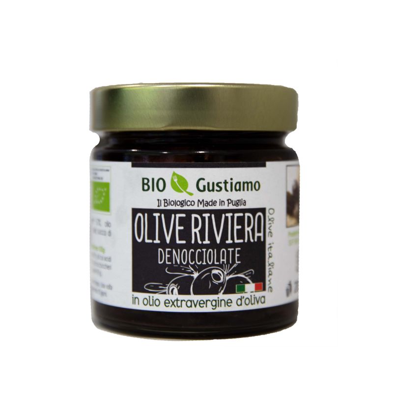 ORGANIC BLACK OLIVES PITTED IN EVO OIL 190g